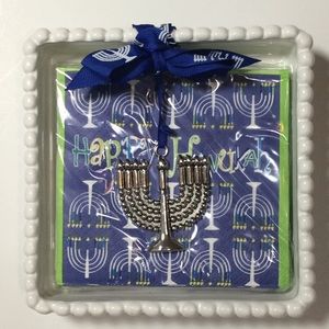 Hanukah Napkins, Ceramic Holder & Menorah Ornament
